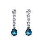 Sterling Silver Rhodium Plated Earrings with Blue Drop Chatons 37.190€ #5006299114723